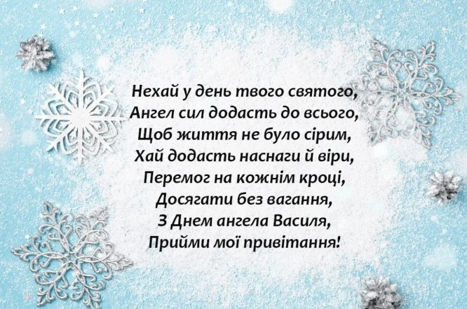 Привітання з днем ангела Василя українською мовою